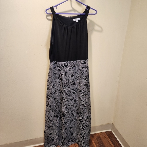 ROBI BEE women's plus size maxi sleeveless shirred neck black and white size XL - Picture 5 of 13